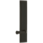 Grandeur Carre Solid Brass Tall Plate Rose Left Handed Privacy Door Lever Set with Georgetown Lever and 2-3/8" Backset Timeless Bronze