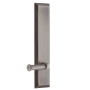 Grandeur Fifth Avenue Solid Brass Tall Plate Left Handed Privacy Door Lever Set with Georgetown Lever and 2-3/4" Backset Antique Pewter