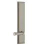 Grandeur Fifth Avenue Solid Brass Tall Plate Left Handed Privacy Door Lever Set with Georgetown Lever and 2-3/4" Backset Satin Nickel