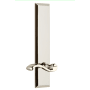 Grandeur Fifth Avenue Solid Brass Tall Plate Left Handed Privacy Door Lever Set with Portofino Lever and 2-3/8" Backset Polished Nickel