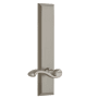 Grandeur Fifth Avenue Solid Brass Tall Plate Left Handed Privacy Door Lever Set with Portofino Lever and 2-3/8" Backset Satin Nickel