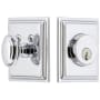 Grandeur Carre Square Single Cylinder Solid Brass Deadbolt with 2-3/4" Backset Bright Chrome