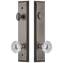 Grandeur Fifth Avenue Solid Brass Tall Plate Single Cylinder Keyed Entry Set with Fontainebleau Crystal Knob and 2-3/8" Backset Antique Pewter