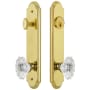 Grandeur Arc Solid Brass Tall Plate Single Cylinder Keyed Entry Set with Biarritz Crystal Knob and 2-3/8" Backset Lifetime Brass