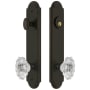Grandeur Arc Solid Brass Tall Plate Single Cylinder Keyed Entry Set with Biarritz Crystal Knob and 2-3/8" Backset Timeless Bronze