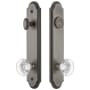 Grandeur Arc Solid Brass Tall Plate Single Cylinder Keyed Entry Set with Bordeaux Crystal Knob and 2-3/4" Backset Antique Pewter