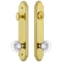 Grandeur Arc Solid Brass Tall Plate Single Cylinder Keyed Entry Set with Bordeaux Crystal Knob and 2-3/4" Backset Lifetime Brass