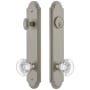 Grandeur Arc Solid Brass Tall Plate Single Cylinder Keyed Entry Set with Bordeaux Crystal Knob and 2-3/4" Backset Satin Nickel