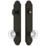 Grandeur Arc Solid Brass Tall Plate Single Cylinder Keyed Entry Set with Bordeaux Crystal Knob and 2-3/4" Backset Timeless Bronze