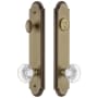 Grandeur Arc Solid Brass Tall Plate Single Cylinder Keyed Entry Set with Bordeaux Crystal Knob and 2-3/4" Backset Vintage Brass