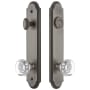 Grandeur Arc Solid Brass Tall Plate Single Cylinder Keyed Entry Set with Chambord Crystal Knob and 2-3/4" Backset Antique Pewter