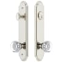 Grandeur Arc Solid Brass Tall Plate Single Cylinder Keyed Entry Set with Chambord Crystal Knob and 2-3/4" Backset Polished Nickel