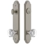 Grandeur Arc Solid Brass Tall Plate Single Cylinder Keyed Entry Set with Chambord Crystal Knob and 2-3/4" Backset Satin Nickel