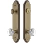 Grandeur Arc Solid Brass Tall Plate Single Cylinder Keyed Entry Set with Chambord Crystal Knob and 2-3/4" Backset Vintage Brass