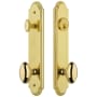 Grandeur Arc Solid Brass Tall Plate Single Cylinder Keyed Entry Set with Eden Prairie Knob and 2-3/8" Backset Lifetime Brass
