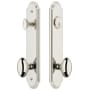 Grandeur Arc Solid Brass Tall Plate Single Cylinder Keyed Entry Set with Eden Prairie Knob and 2-3/8" Backset Polished Nickel