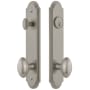 Grandeur Arc Solid Brass Tall Plate Single Cylinder Keyed Entry Set with Eden Prairie Knob and 2-3/8" Backset Satin Nickel