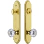 Grandeur Arc Solid Brass Tall Plate Single Cylinder Keyed Entry Set with Fontainebleau Crystal Knob and 2-3/8" Backset Lifetime Brass