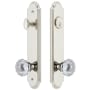 Grandeur Arc Solid Brass Tall Plate Single Cylinder Keyed Entry Set with Fontainebleau Crystal Knob and 2-3/8" Backset Polished Nickel