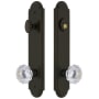Grandeur Arc Solid Brass Tall Plate Single Cylinder Keyed Entry Set with Fontainebleau Crystal Knob and 2-3/8" Backset Timeless Bronze