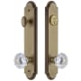 Grandeur Arc Solid Brass Tall Plate Single Cylinder Keyed Entry Set with Fontainebleau Crystal Knob and 2-3/8" Backset Vintage Brass