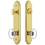 Grandeur Arc Solid Brass Tall Plate Single Cylinder Keyed Entry Set with Provence Crystal Knob and 2-3/4" Backset Lifetime Brass