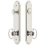 Grandeur Arc Solid Brass Tall Plate Single Cylinder Keyed Entry Set with Provence Crystal Knob and 2-3/4" Backset Polished Nickel