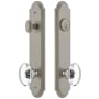 Grandeur Arc Solid Brass Tall Plate Single Cylinder Keyed Entry Set with Provence Crystal Knob and 2-3/4" Backset Satin Nickel