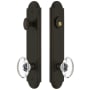 Grandeur Arc Solid Brass Tall Plate Single Cylinder Keyed Entry Set with Provence Crystal Knob and 2-3/4" Backset Timeless Bronze