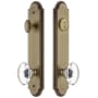 Grandeur Arc Solid Brass Tall Plate Single Cylinder Keyed Entry Set with Provence Crystal Knob and 2-3/4" Backset Vintage Brass