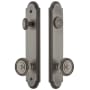 Grandeur Arc Solid Brass Tall Plate Single Cylinder Keyed Entry Set with Soleil Knob and 2-3/8" Backset Antique Pewter