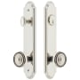 Grandeur Arc Solid Brass Tall Plate Single Cylinder Keyed Entry Set with Soleil Knob and 2-3/8" Backset Polished Nickel