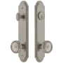 Grandeur Arc Solid Brass Tall Plate Single Cylinder Keyed Entry Set with Soleil Knob and 2-3/8" Backset Satin Nickel