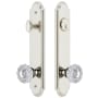 Grandeur Arc Solid Brass Tall Plate Single Cylinder Keyed Entry Set with Versailles Crystal Knob and 2-3/4" Backset Polished Nickel