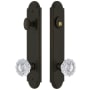 Grandeur Arc Solid Brass Tall Plate Single Cylinder Keyed Entry Set with Versailles Crystal Knob and 2-3/4" Backset Timeless Bronze