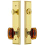 Grandeur Carre Solid Brass Tall Plate Single Cylinder Keyed Entry Set with Baguette Amber Crystal Knob and 2-3/4" Backset Lifetime Brass