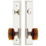 Grandeur Carre Solid Brass Tall Plate Single Cylinder Keyed Entry Set with Baguette Amber Crystal Knob and 2-3/4" Backset Polished Nickel