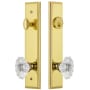 Grandeur Carre Solid Brass Tall Plate Single Cylinder Keyed Entry Set with Biarritz Crystal Knob and 2-3/8" Backset Lifetime Brass