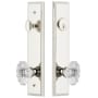 Grandeur Carre Solid Brass Tall Plate Single Cylinder Keyed Entry Set with Biarritz Crystal Knob and 2-3/8" Backset Polished Nickel