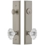 Grandeur Carre Solid Brass Tall Plate Single Cylinder Keyed Entry Set with Biarritz Crystal Knob and 2-3/8" Backset Satin Nickel
