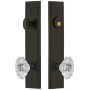 Grandeur Carre Solid Brass Tall Plate Single Cylinder Keyed Entry Set with Biarritz Crystal Knob and 2-3/8" Backset Timeless Bronze