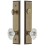 Grandeur Carre Solid Brass Tall Plate Single Cylinder Keyed Entry Set with Biarritz Crystal Knob and 2-3/8" Backset Vintage Brass