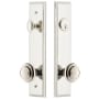 Grandeur Carre Solid Brass Tall Plate Single Cylinder Keyed Entry Set with Circulaire Knob and 2-3/8" Backset Polished Nickel