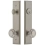 Grandeur Carre Solid Brass Tall Plate Single Cylinder Keyed Entry Set with Circulaire Knob and 2-3/8" Backset Satin Nickel
