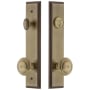 Grandeur Carre Solid Brass Tall Plate Single Cylinder Keyed Entry Set with Circulaire Knob and 2-3/8" Backset Vintage Brass