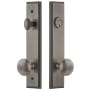 Grandeur Carre Solid Brass Tall Plate Single Cylinder Keyed Entry Set with Fifth Avenue Knob and 2-3/8" Backset Antique Pewter