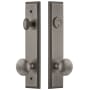 Grandeur Carre Solid Brass Tall Plate Single Cylinder Keyed Entry Set with Fifth Avenue Knob and 2-3/4" Backset Antique Pewter