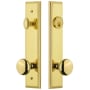 Grandeur Carre Solid Brass Tall Plate Single Cylinder Keyed Entry Set with Fifth Avenue Knob and 2-3/4" Backset Lifetime Brass