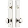 Grandeur Carre Solid Brass Tall Plate Single Cylinder Keyed Entry Set with Fifth Avenue Knob and 2-3/8" Backset Polished Nickel