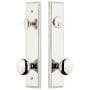Grandeur Carre Solid Brass Tall Plate Single Cylinder Keyed Entry Set with Fifth Avenue Knob and 2-3/4" Backset Polished Nickel